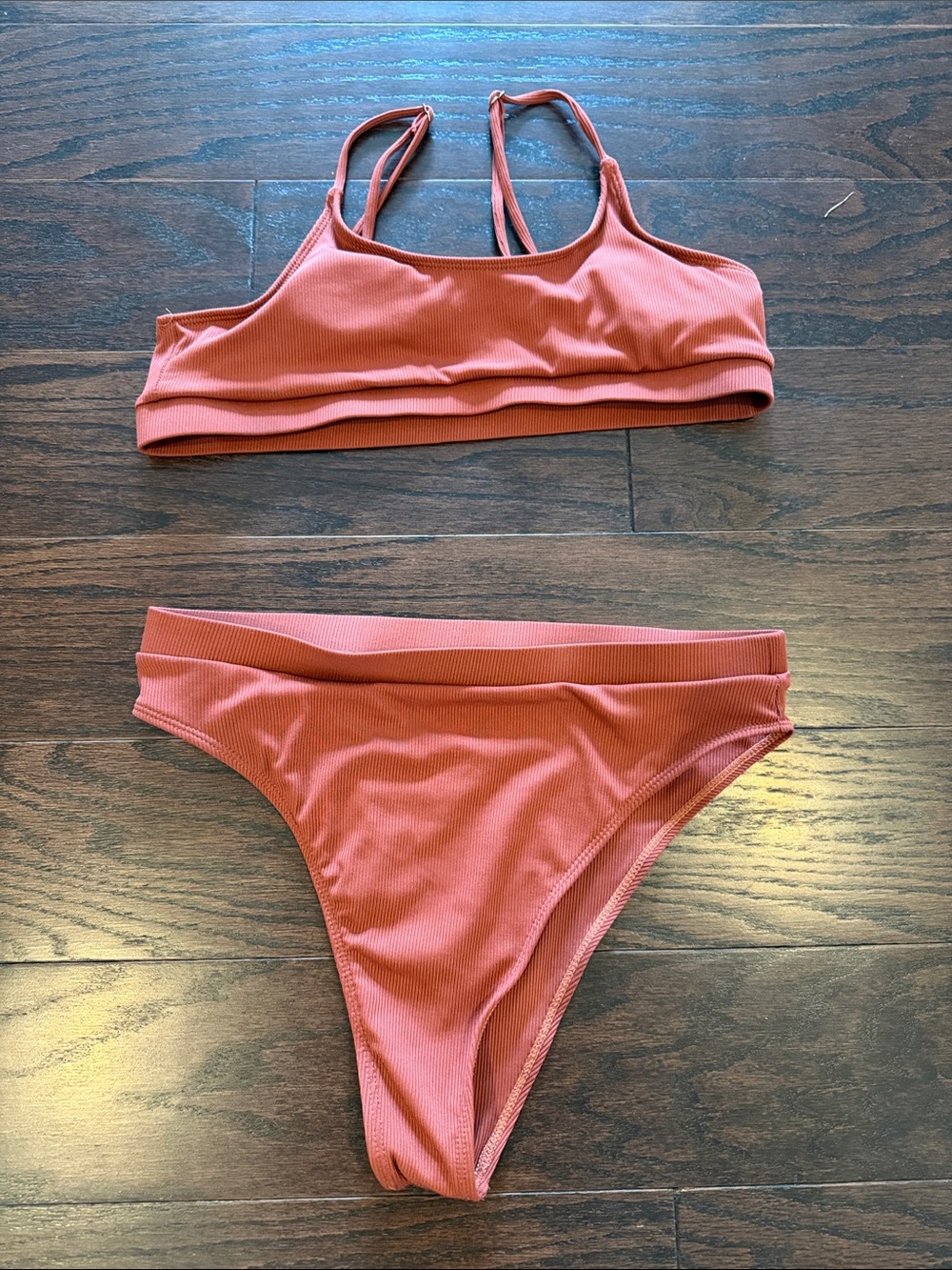 Matte Collection Ribbed  Rust Orange Bikini Set